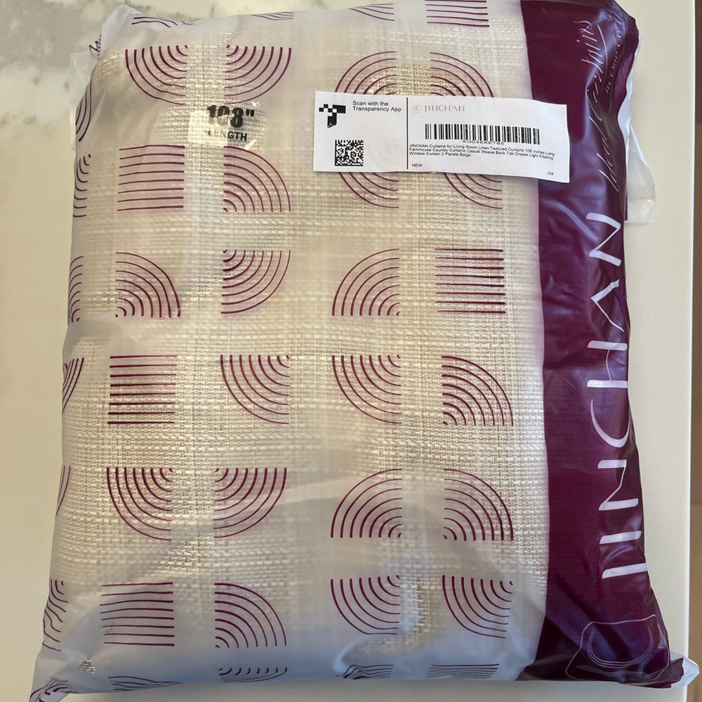 Jinchan linen blend beige curtains 108”